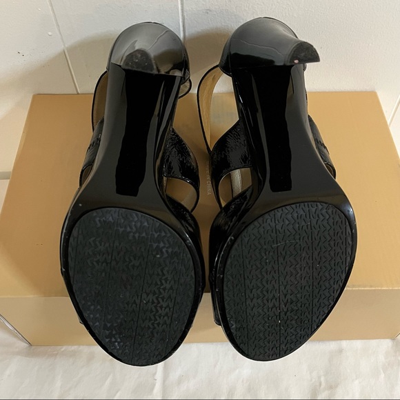 Michael Kors black leather strappy sandals high heels with silver zipper goth - Picture 6 of 8